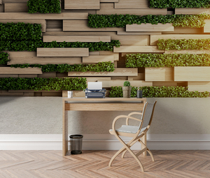 Mural de pared ecológico de madera y planta verde, papel tapiz geométrico Natural, decoración del hogar 3D - Product Image 4