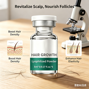 Sérum capillaire biologique nourrissant le cuir chevelu au GHK-Cu, réduit la chute des cheveux, poudre lyophilisée, biotine, collagène, peptide de cuivre, cosmétique - Product Image 1