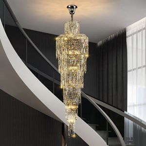 โคมไฟระย้าคริสตัลหรูหราใหม่สำหรับห้องนั่งเล่น สไตล์มินิมอล โรงแรม วิลล่า บ้านสองชั้น ไฟบันได สินค้าข้ามพรมแดน - Product Image 5