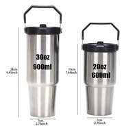 Thermos en acier inoxydable portable de 20 oz et 30 oz, anti-fuite, pour l'extérieur, bouteille d'eau de voyage avec paille, gobelet isotherme pour voiture