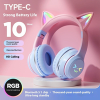 Casque de jeu sans fil BT612 avec écouteurs supra-auriculaires à oreilles de chat, écran LED, musique, subwoofer et chipset JL