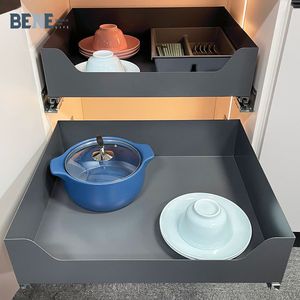 Accessoires de cuisine modernes : Organiseurs de tiroirs, panier coulissant à quatre côtés en plaque nanométrique, rangement écologique pour tiroirs de cuisine - Product Image 2