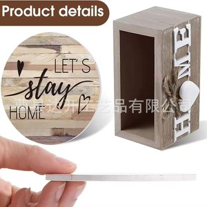 Vintage Wooden Coaster Set 6 Pieces Round Farmhouse Design Coffee <b>Table</b> <b>Protector</b> Home Decor - Product Image 5