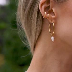 2025 haute qualité exquise mode bohème bijoux de luxe 18K plaqué or laiton perle d'eau douce grandes boucles d'oreilles - Product Image 4