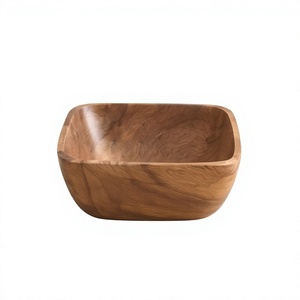 Unique Rounded Square Design Wooden Serving <b>Bowl</b> Walnut Finish <b>Mango</b> <b>Wood</b> <b>Bowl</b> Featuring Soft Corners - Product Image 1
