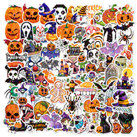 100 Pegatinas de Halloween con Diseño de Calabaza, Fantasma, Bruja y Murciélago, Holográficas, Brillantes, Decoración para Maletas y Fiestas, Resistentes al Agua, para Niños