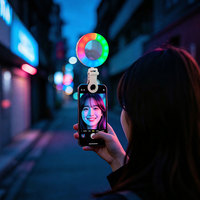 Lampu Isi RGB Model Jepit Ponsel, Ring Light Multi-warna, Suhu Warna Dapat Diatur 2700K-6500K, Cermin Rias, Kontrol Nirkabel, Portabel