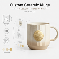 Taza de Café de Cerámica Personalizada con Insignia de Cobre en Relieve, Taza de Gres Acanalado de Lujo, Regalo Corporativo, Fabricación OEM/ODM, Venta al Por Mayor