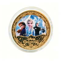 2026 Blonde Braid Girl Medallion Five Ice Crown Princess Designs Iron Plated Gold Acrylic Case