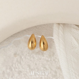 Justop เครื่องประดับที่พูดเกินจริงต่างหูสแตนเลส18K สีทองทันสมัยสำหรับผู้หญิงต่างหูแบบตุ้มห้อยน้ำหยดสำหรับงานปาร์ตี้เนื้อขนนก - Product Image 5