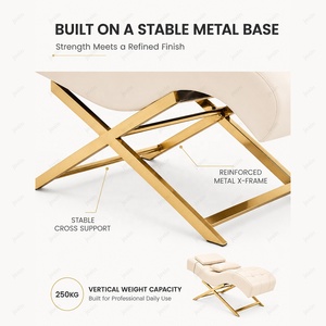 Lit <span class=keywords><strong>de</strong></span> luxe pour extensions <span class=keywords><strong>de</strong></span> cils, lit incurvé pour cils, lit <span class=keywords><strong>de</strong></span> beauté en acier inoxydable doré, mobilier <span class=keywords><strong>de</strong></span> salon <span class=keywords><strong>de</strong></span> beauté, <span class=keywords><strong>table</strong></span> <span class=keywords><strong>de</strong></span> <span class=keywords><strong>massage</strong></span> en cuir PU blanc - Product Image 6