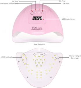 Nueva Lámpara de Uñas LED UV Recargable Profesional SUN X5 Plus 80W 36LEDS 4 Temporizadores, Secador de Uñas Inalámbrico, Lámpara de Manicura - Product Image 5
