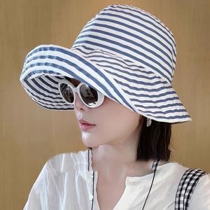 Hot Selling Packable Foldable Bucket <b>Hat</b> with Wide Brim Striped Design <b>for</b> Summer Outdoor Beach Fishing Casual Travel - Product Image 3