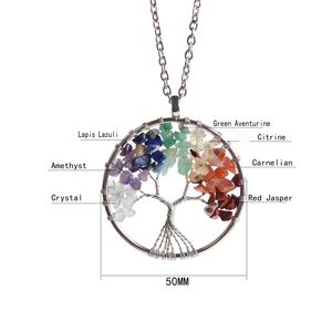 Collar de árbol de la vida de cuarzo, cristales curativos naturales, colgante de piedras preciosas de <span class=keywords><strong>7</strong></span> Chakras para Día de la madre/del padre - Product Image 6