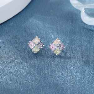 Pendientes de Plata de Ley 925 Hengdian, Estilo Vintage, Forma de Corazón, Bloques de Color, Circonita Cúbica, para Mujer, Bodas y Fiestas, Regalo - Product Image 5