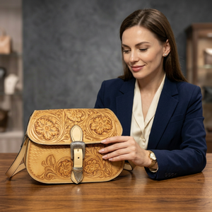 Hot Selling <b>Women's</b> Genuine Leather Fashion Clutch <b>Laptop</b> Bag Two Handles Zipper Waterproof Durable Long-Lasting Valentine'<b>s</b> Day - Product Image 1