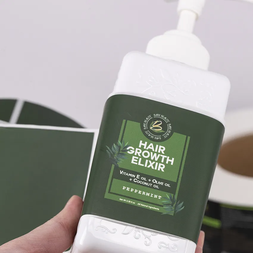 Şampuan saç ürünleri CMYK özel ürün su geçirmez plastik daire etiket etiketleri baskı imalatı