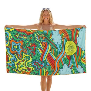 Toalla de playa de microfibra con estampado abstracto, 80x160cm, rectangular, de secado rápido, para uso en piscina para mujeres - Product Image 1
