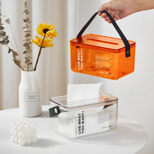 Hanging Tissue Box Transparent Portable With Handle For Home Office Desktop Storage Multipurpose Use - Product Image 1