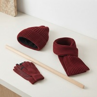 Ensemble d'hiver unisexe tendance en gros : bonnet, écharpe et gants tricotés longs et chauds, 3 pièces, camouflage acrylique brodé