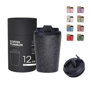 Wholesale 8oz 12oz Stainless Steel Insulated Black Coffee Mug with Leak-proof Lid Double Wall Vacuum Tumbler Cup for Promotion