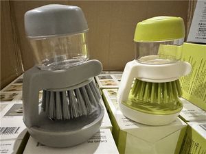 Cepillos de limpieza para cocina SY, cepillo para lavar platos, ollas, sartenes y fregaderos con bandeja, cepillo de mano con dispensador de jabón - Product Image 2