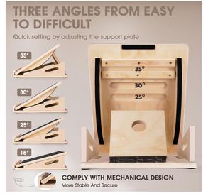 Planche d'équilibre et planche inclinée 2-en-1 en <span class=keywords><strong>bois</strong></span>, avec 4 inclinaisons réglables, pour étirement des mollets, des genoux, des chevilles, des talons, des pieds et des jambes - Product Image 3