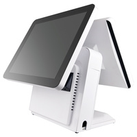 Système de point de vente tactile personnalisé en gros, double écran blanc 15,6 pouces, SSD, Intel I3/RK3566, 4 Go de RAM, Windows/Android, caisse enregistreuse
