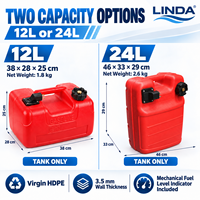 Nouveau réservoir de carburant marin en HDPE vierge de 12L et 24L avec indicateur de niveau de carburant mécanique CE EPA CARB pour moteur hors-bord