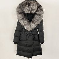 Nouveau hiver réel naturel fourrure de renard col bouffant doudoune chaud vers le bas manteau femmes bouffant veste