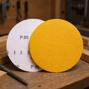 Disco de Lijado Fervi con Velcro Dorado P80 de 150 mm para Acabado de Madera y Metal - Product Image 3