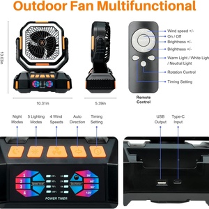 40000mAh Large Capacity Solar Camping <b>Fan</b> Rechargeable <b>Fan</b> with Reverse Charging for Tent Travel Picnic - Product Image 4