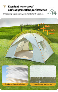 3-4 Person Large Family <strong>Camping</strong> <strong>Tent</strong> Waterproof 3000mm 210D Oxford Glamping Automatic <strong>Tent</strong> - Product Image 4