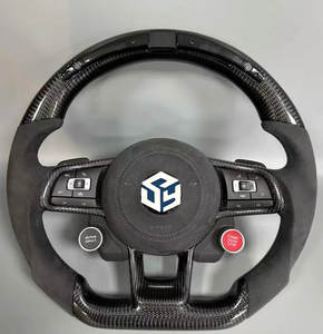 Avec Piano Black Trim R <span class=keywords><strong>Line</strong></span> Demi-volant en cuir en fibre de carbone pour VW Volkswagen Golf R 5 6 7 MK5 MK6 MK7 Gti Passat CC - Product Image 6