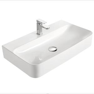 Vasque rectangulaire en céramique à poser, finition ultra brillante, grande taille, pour <span class=keywords><strong>lavage</strong></span> des mains, idéale pour hôtels et salles de bain - Product Image 5