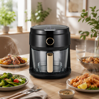 Friteuse à air avec panier de cuisson en verre visible, 1500W, écran tactile numérique, thermostat réglable, nettoyage facile