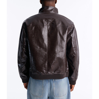 Veste bomber en simili cuir crocodile personnalisée pour homme, veste en cuir élégante à fermeture éclair, haute qualité
