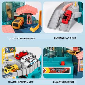 ชุดของเล่นรถแข่งมินิหลากสีสัน พร้อมทางลาด ไดโนเสาร์ สนามแข่งรถ ของขวัญสำหรับเด็กก่อนวัยเรียน ประกอบด้วยรถ 4 คัน ฉากประกอบฉาก ของเล่นกลางแจ้ง - Product Image 5