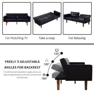 Sofá Cama Moderno de Tela Marrón, Deslizante, Curvo, Elegante, Económico, con Estructura Metálica Corta, Plegable, con Futón para 2 Personas - Product Image 6