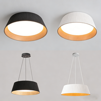 Plafonnier LED rond en fer moderne et créatif, télécommande, design minimaliste noir et blanc pour chambre à coucher, salon, salle à manger