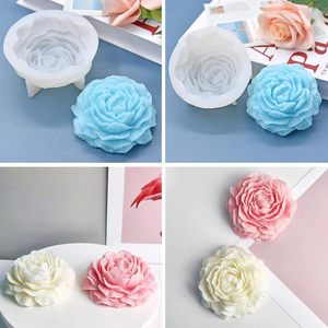 Moules à bougies en silicone pour fleurs Moule à fondant en rose 3D avec aiguille à évacuation des grands yeux, moules à savon Candlewick - Product Image 2