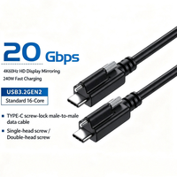 Câble vidéo industriel USB3.2 Gen 2 Type C mâle-mâle à double vis de verrouillage, 20 Gbit/s, pour systèmes de vision