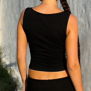 Camiseta sin mangas estilo Y2K para mujer, con cinturón de diamantes de imitación, cuello en U, ajuste ceñido, camisola de verano, venta al por mayor - Product Image 5