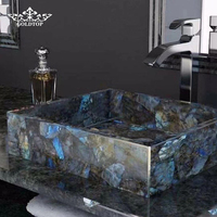 Comptoirs et dessus de vanité en granit bleu Labradorite Lemurian poli de qualité supérieure GOLDTOP pour projets hôteliers