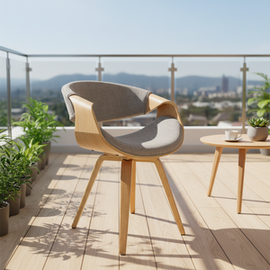 Sedia da Pranzo Moderna con Schienale Curvo, <span class=keywords><strong>Seduta</strong></span> Imbottita <span class=keywords><strong>in</strong></span> Lino e Gambe <span class=keywords><strong>in</strong></span> <span class=keywords><strong>Legno</strong></span>, Comfort Ergonomico <span class=keywords><strong>per</strong></span> Casa, Cucina, Ristorante, Caffè - Product Image 4