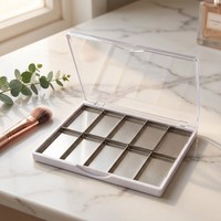 Palette à paupières magnétique personnalisée OEM 120*100mm vide, 10 godets métalliques rectangulaires, plateau en plastique 12 couleurs