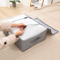 Sac de rangement pour vêtements en lin poignées renforcées garde-robe PVC fenêtre organisateur boîte avec fermeture éclair
