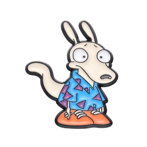 Karikatür pembe köpek emaye pimleri sevimli cesaret korkak köpek yavrusu broş yaka rozeti moda takı aksesuarları çocuklar için hediye arkadaşlar - Product Image 4
