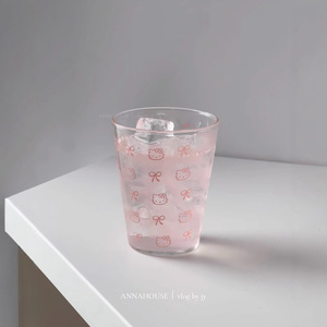 Vaso de Agua de Vidrio <span class=keywords><strong>Bravo</strong></span> Glassware, Vaso de Vidrio Soplado a Mano con Diseño de Gato de Dibujos Animados, Moderno y Minimalista, Color Rosa, para Bebidas Frías y Jugos - Product Image 2