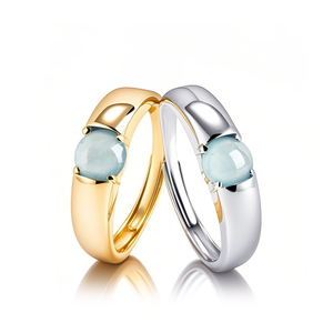 Anillo de Plata S925 con Oro de 18K, Jadeíta Natural de Grado A, Piedra de Jade de Grado Hielo, Estilo Femenino, Diseño Ajustable para Boda - Product Image 1